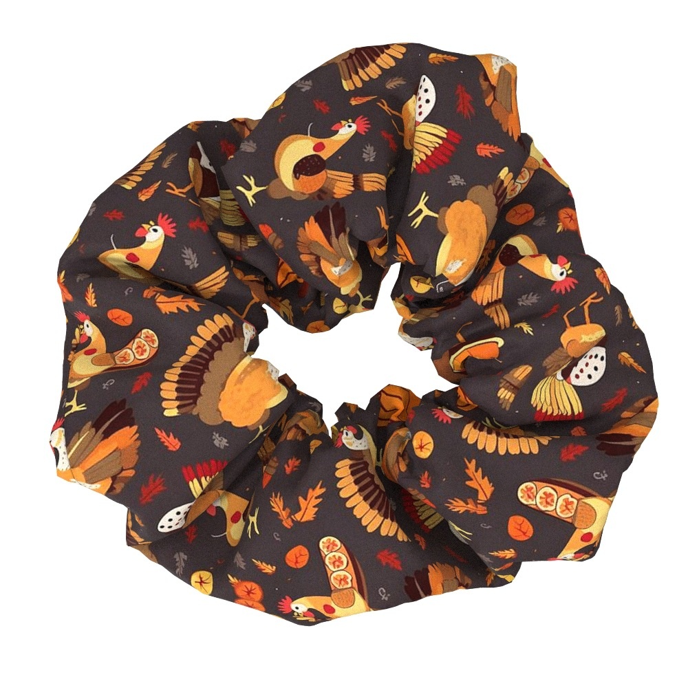 Women's Sweet Fabric Hair Ties Simple Turkey Pumpkin Solid Color Scrunchies