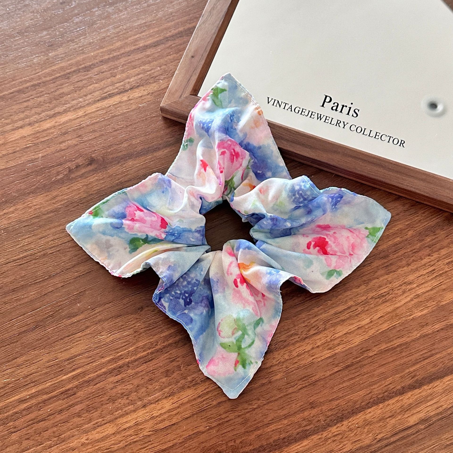 Girls Cloth Scarf Scrunchies Pastoral Fruit Hair Band Rose Red