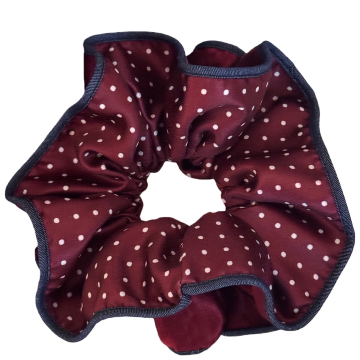 Women's Multifunctional Satin Hair Bun Maker Elastic Tie Red Polka Dots