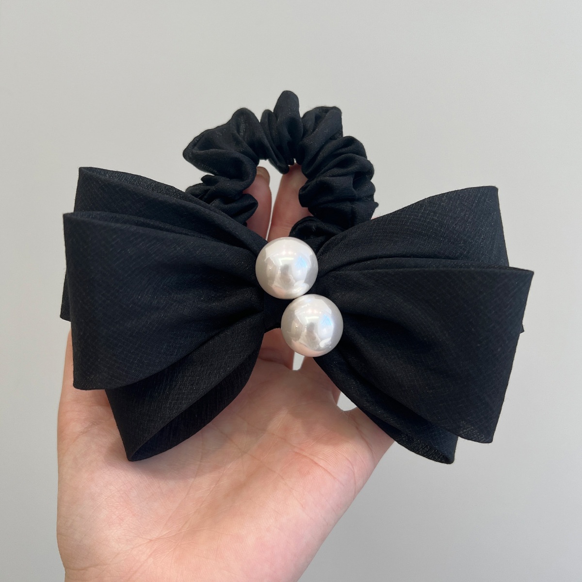 Women's French Pearl Bowknot Hair Ties Elegant Rose Cloth Elastic Band