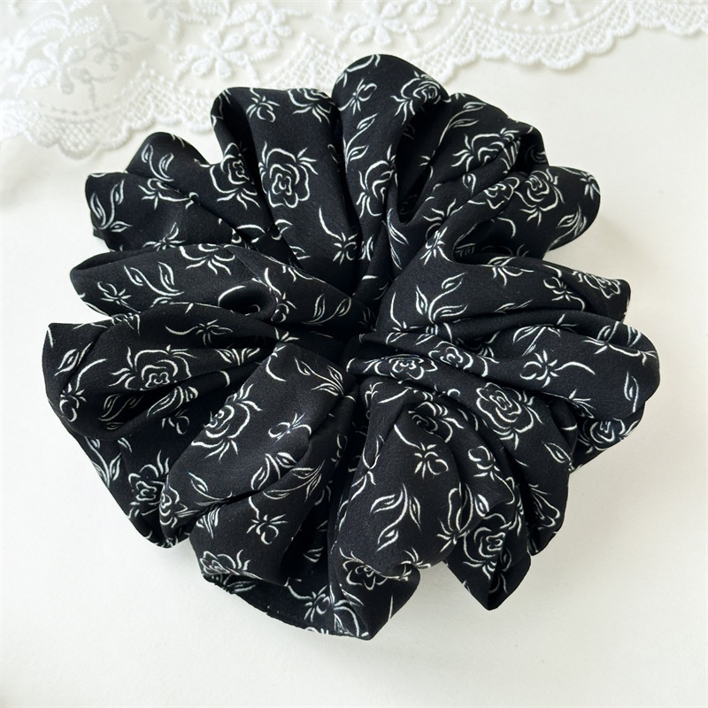 Women's High Elasticity Cloth Bun Hair Scrunchies Ink Painting Print