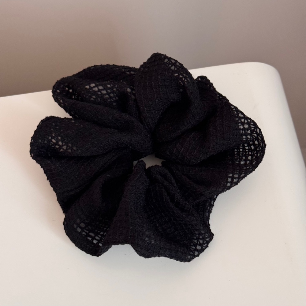 Women's Sweet Spring Fabric Hair Scrunchie Yellow Grid Pattern