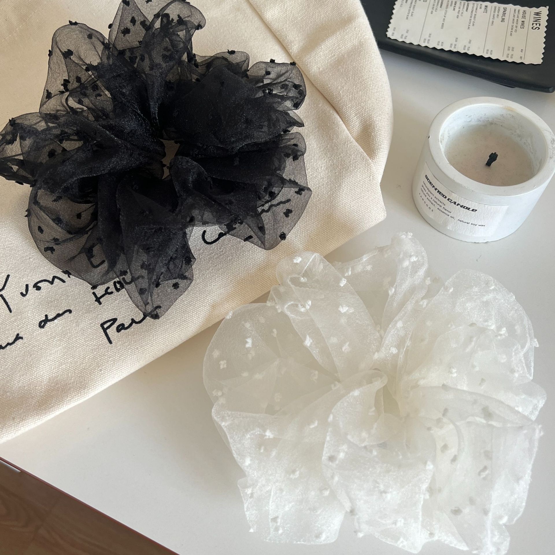 Women's Elegant Cloth Hair Tie Simple Polka Dot Solid Color Daily Scrunchie