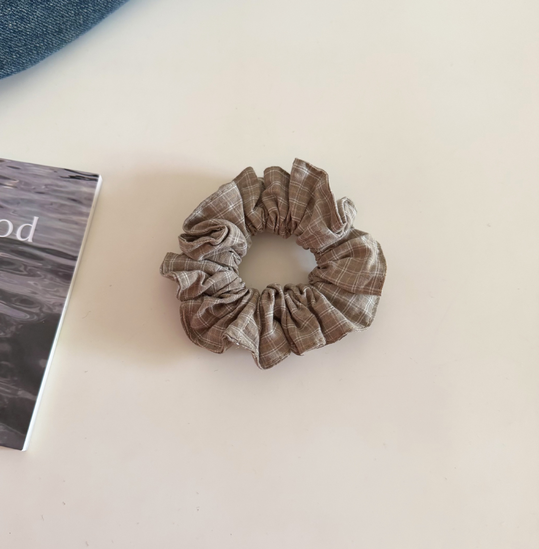 Women's Daily Commute Cloth Hair Scrunchies Coffee Checkered Plaid