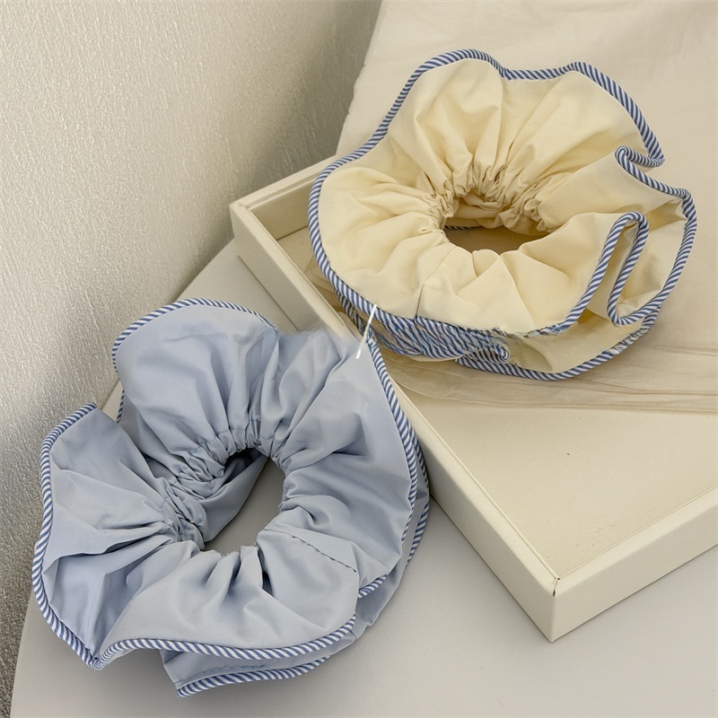 Women's Soft Cloth Spring Hair Tie - Elegant Solid Beige Scrunchie