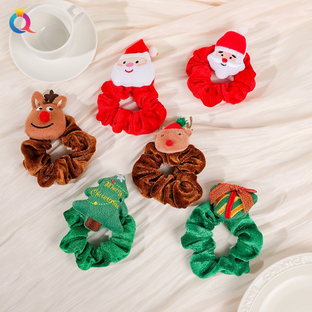 Women's Handmade Cloth Hair Tie Letter Pattern Fashion Christmas Accessory