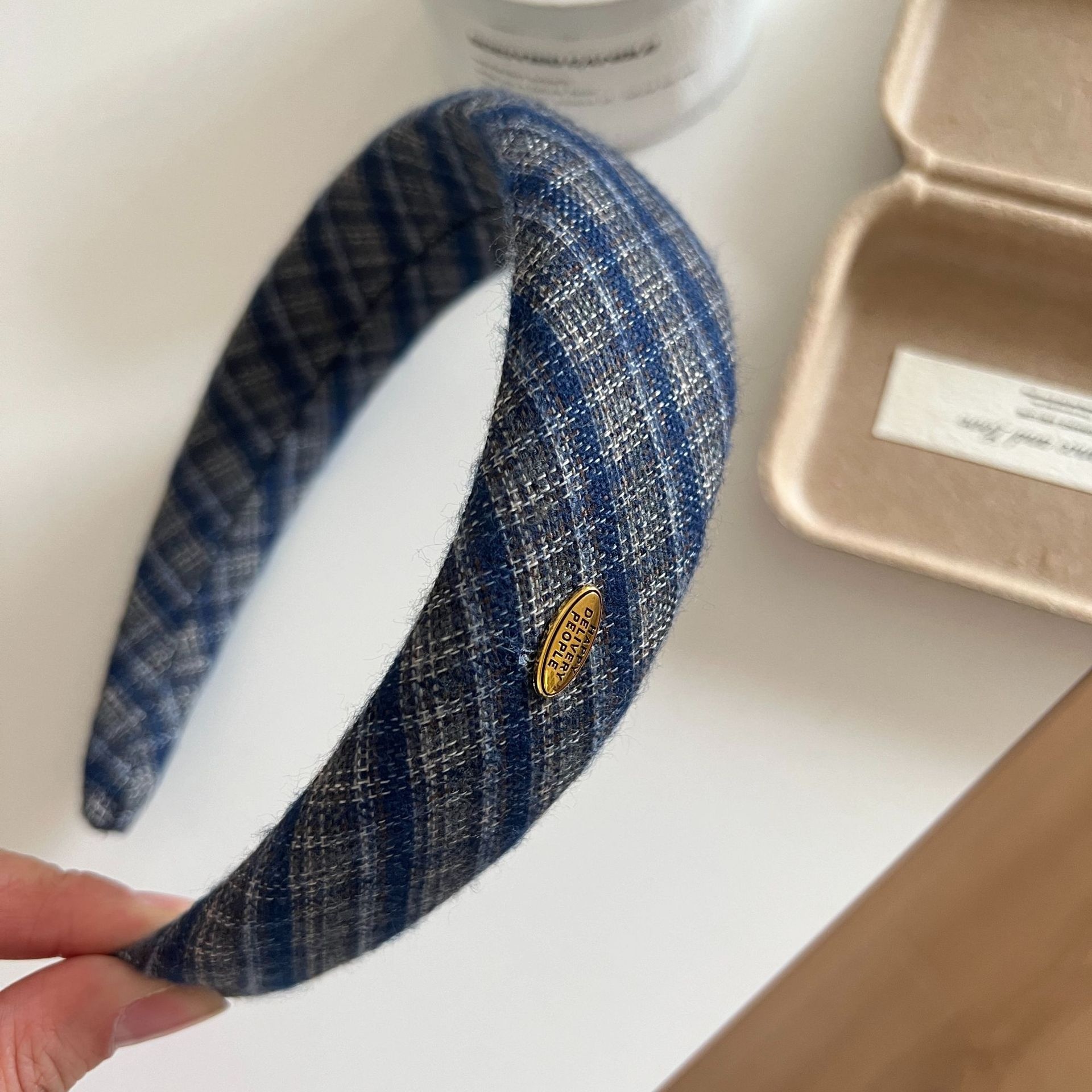 Women's Autumn Winter Cotton Large Bow Ponytail Hair Ties Plaid