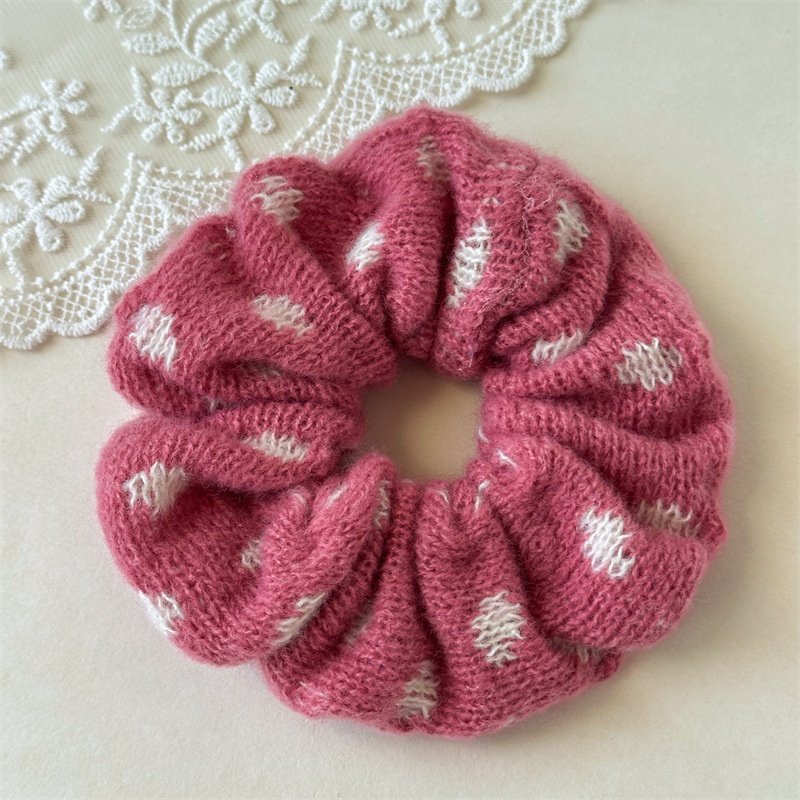Women's Fall Winter Knitted Scrunchies Soft Yarn Hair Ties for Loose Buns