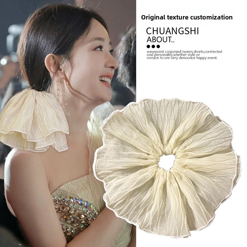 Women's Elegant Large Cloth Scrunchie Banquet Hair Tie Ditsy Floral