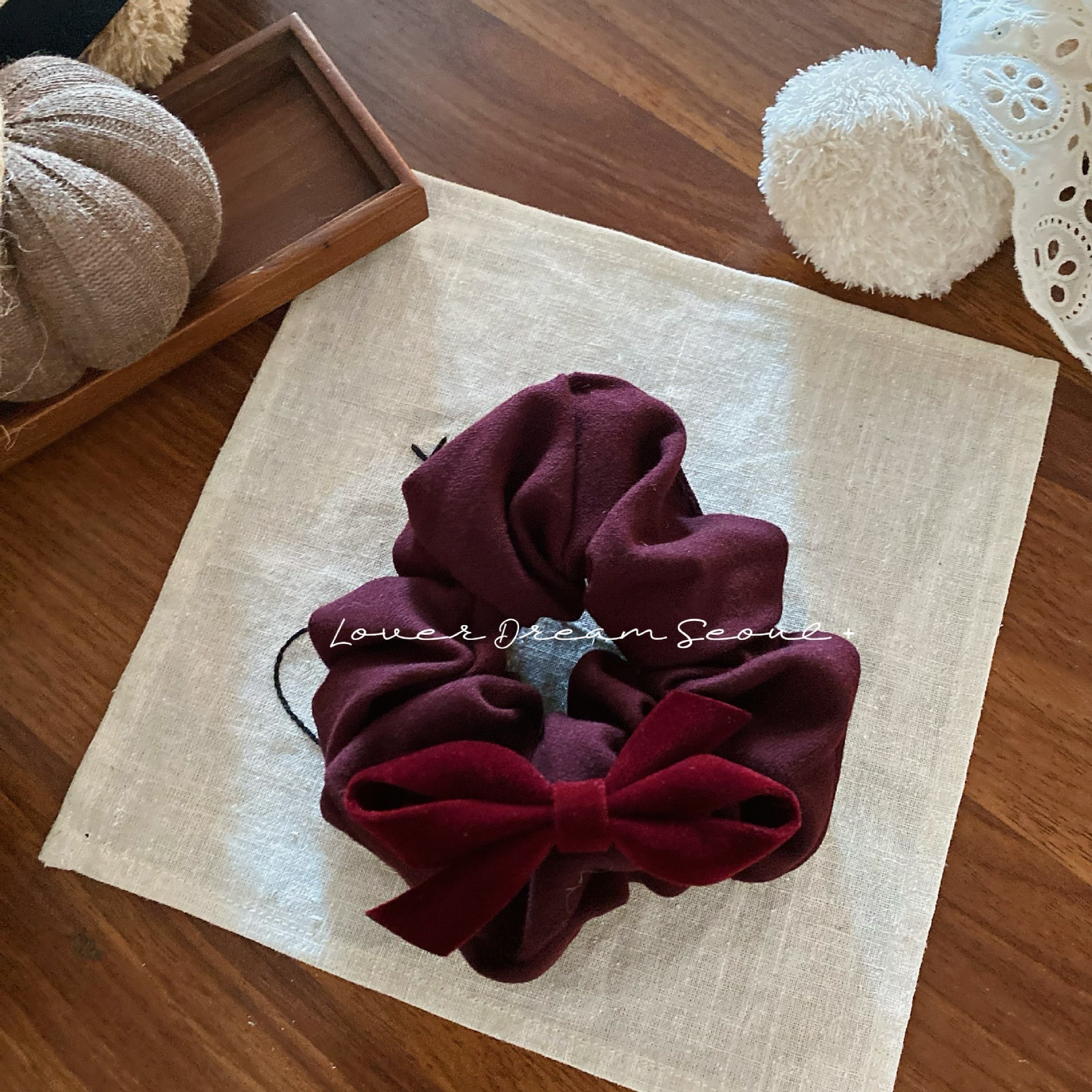 Women Casual Winter Velvet Bowknot Elastic Hair Ties Solid Color