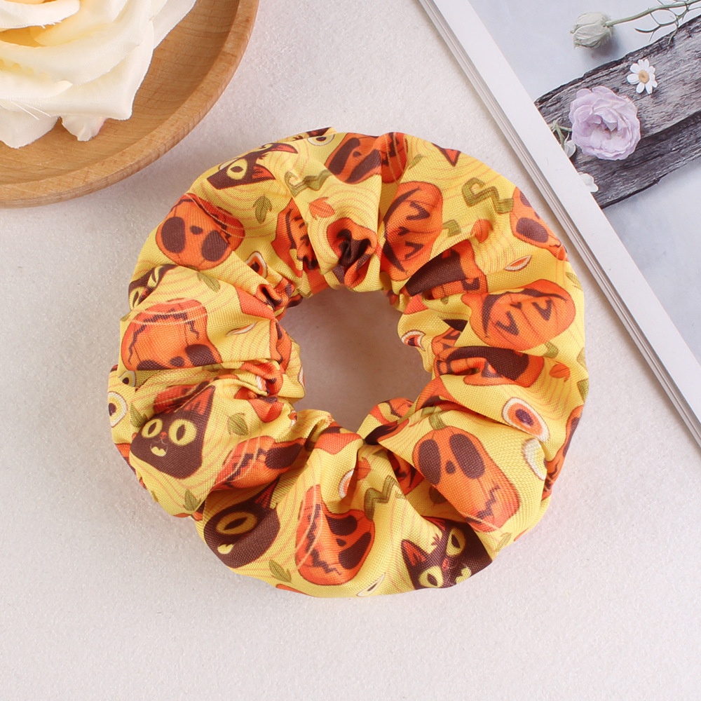 Women's Halloween Party Fabric Hair Scrunchies Colorful Skull Pattern