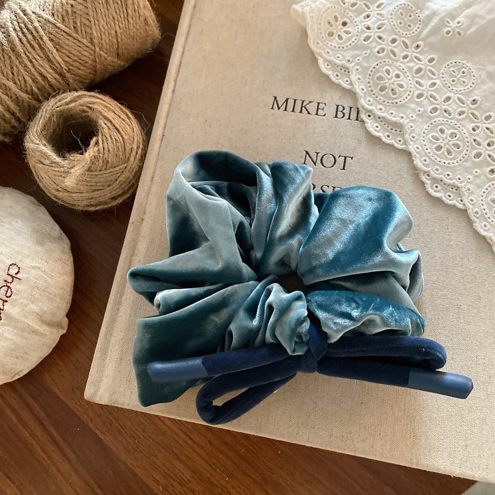 Women's Large Velvet Bun Styling Elastic Hairband French Bowknot