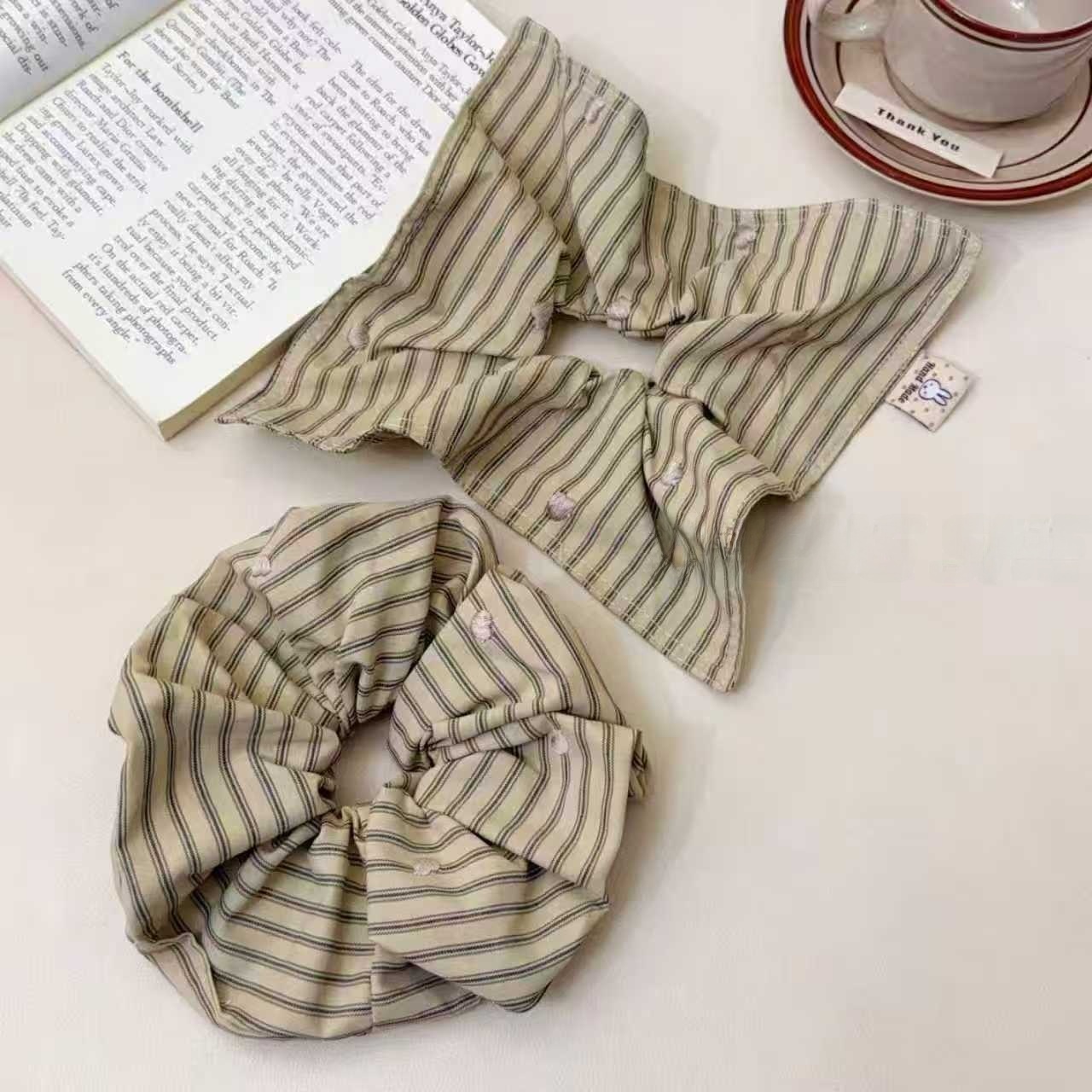 Women's Spring French Style Cloth Hair Tie Coffee Heart Pattern