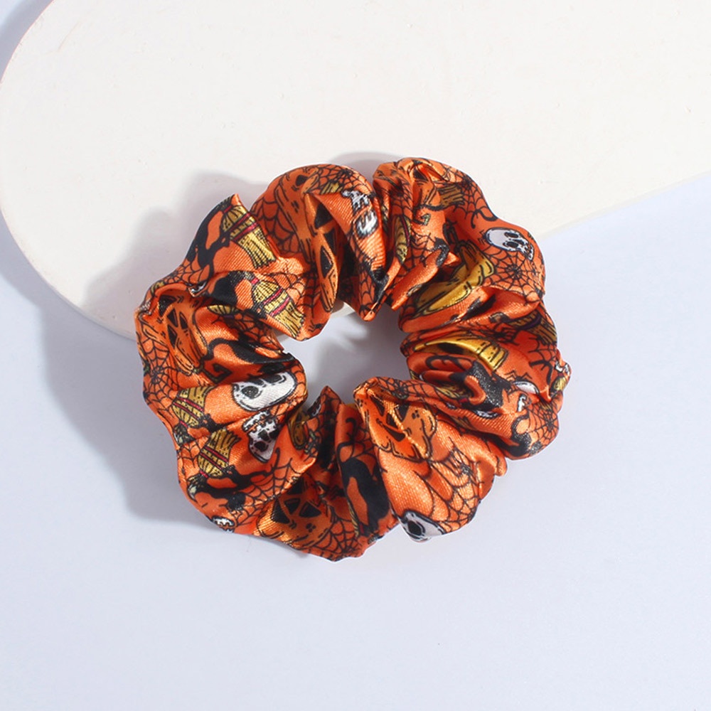 Women's High Elasticity Satin Scrunchies Digital Halloween Print