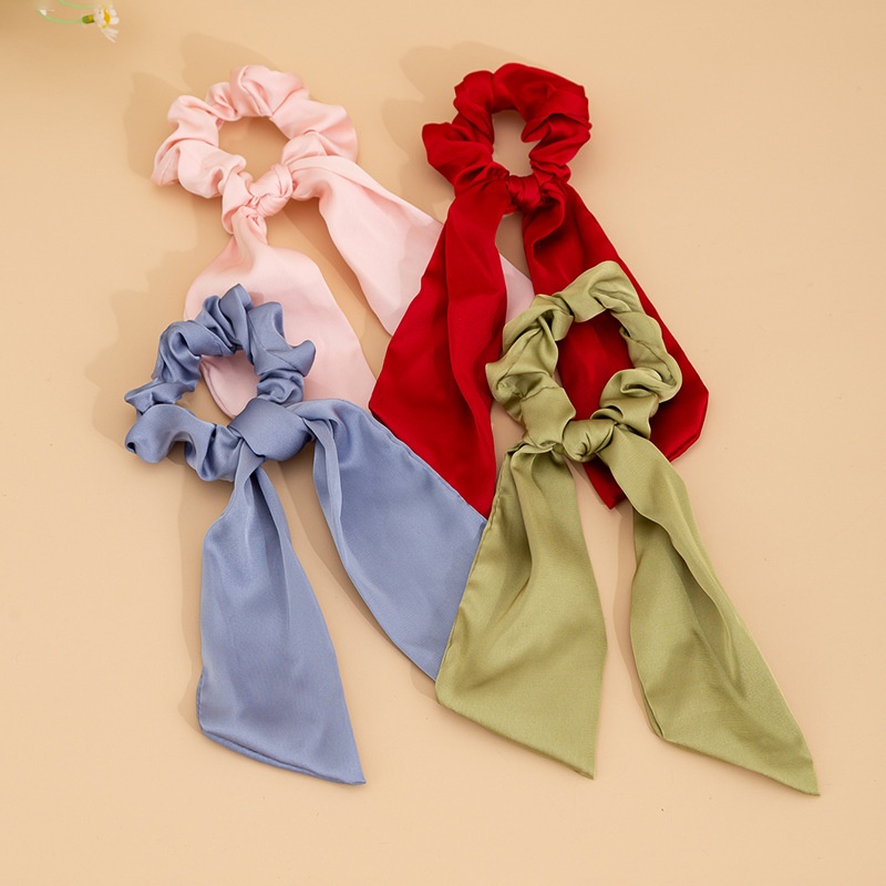 Women's Satin Bow Scrunchie Ribbon Daily Ponytail Holder Multicolor