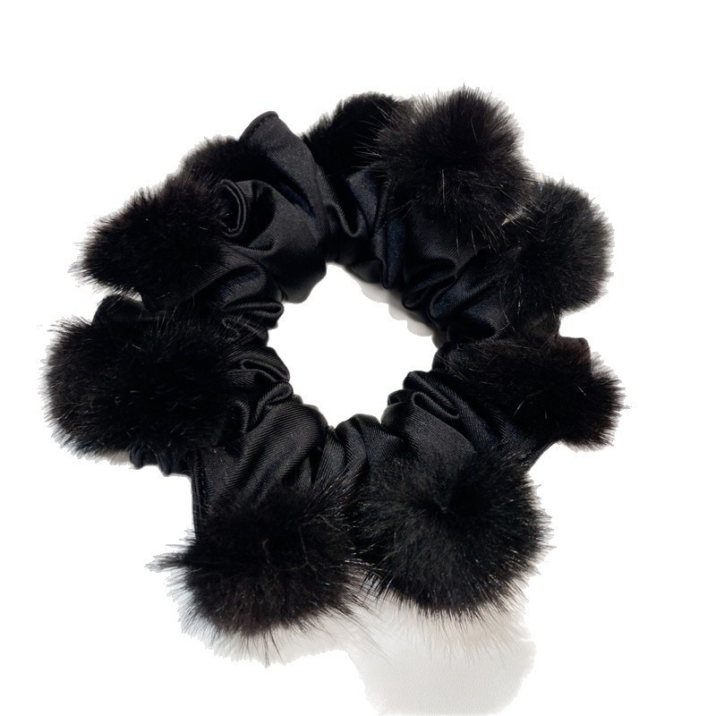 Women's Sweet Plush Fluffy Ball Hair Tie Autumn Winter Soft Hairband