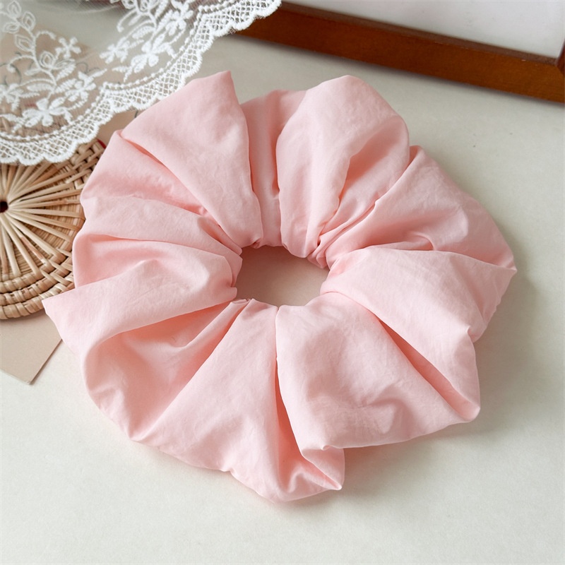 Women Fluffy Cloth Sponge Bun Scrunchies Elastic Ponytail Ties Creamy