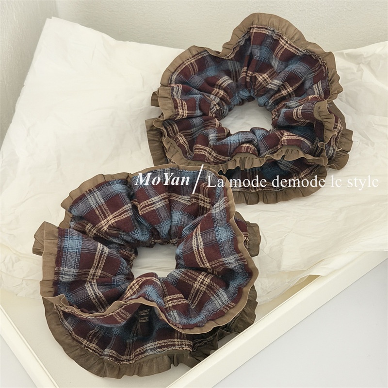 Women's Retro Spring Cloth Hair Tie Multicolor Plaid Color Block