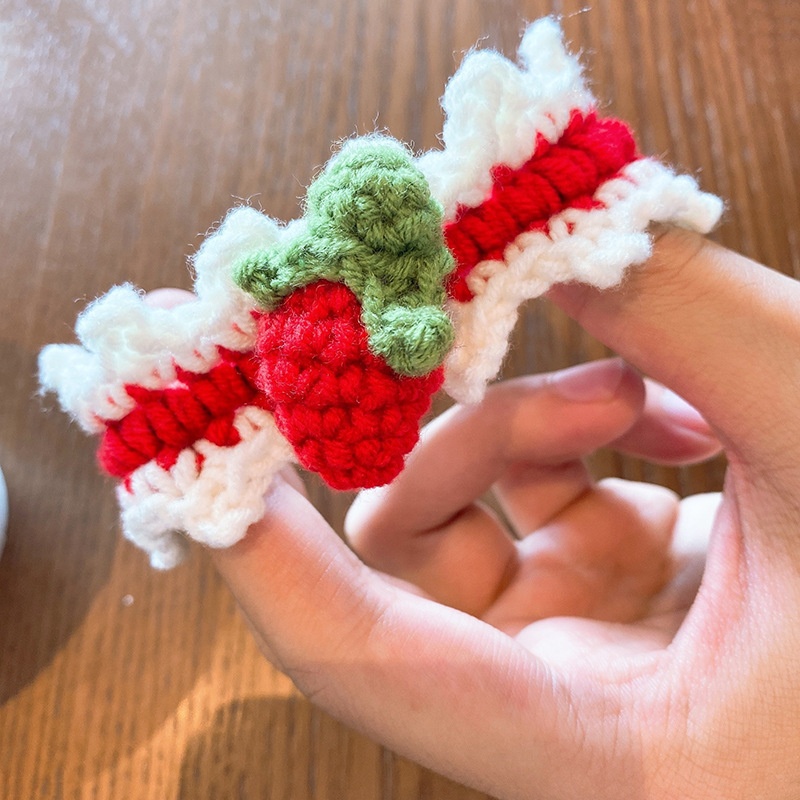 Women's Versatile Handmade Yarn Hair Tie Cute Strawberry