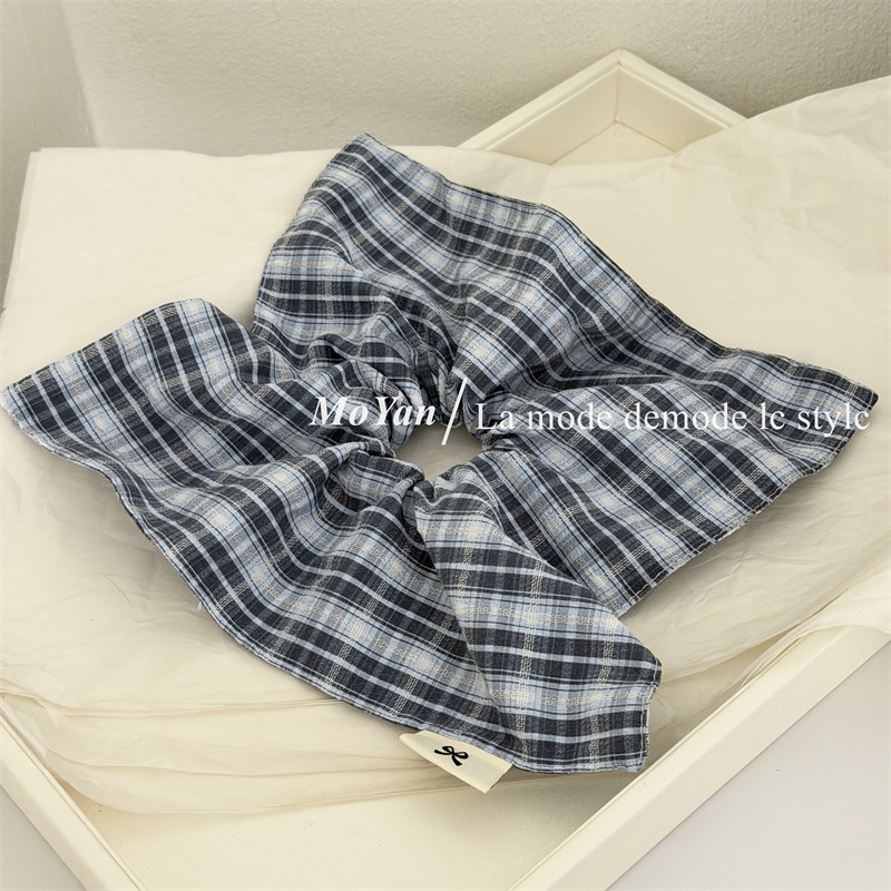 Women's Comfy Cloth Scrunchie Hair Tie For Daily Wear Blue Purple Plaid