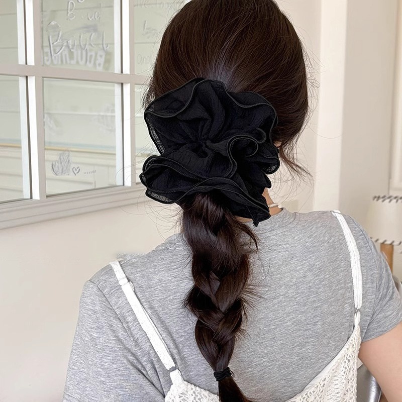 Women's Oversized Knitted Cloth Scrunchie Bun Hair Tie Taro Purple