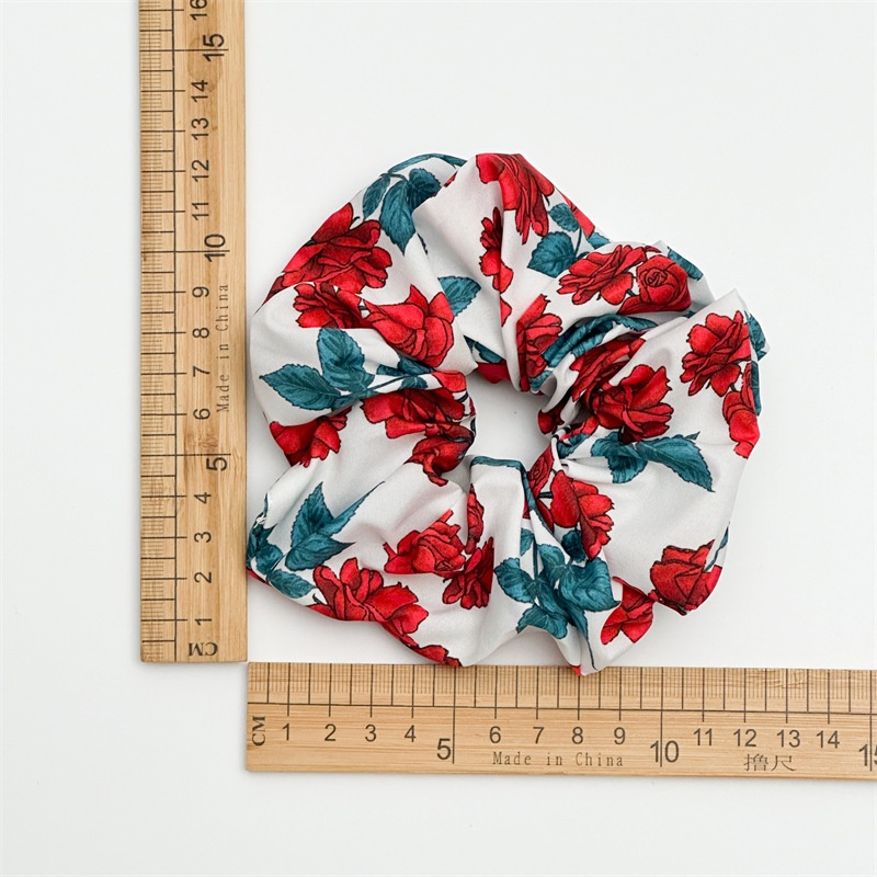 Women's Summer Holiday Updo Hair Scrunchie French Rose Floral Print