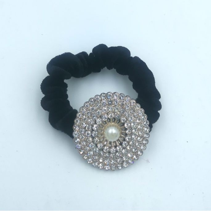 Women's Casual Velvet Hairband Pearl Rhinestone Round Hair Accessories
