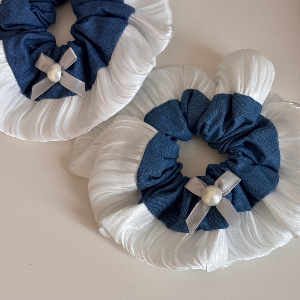 Women's Spring Casual Hair Tie Scrunchie Accessories Denim Bowknot