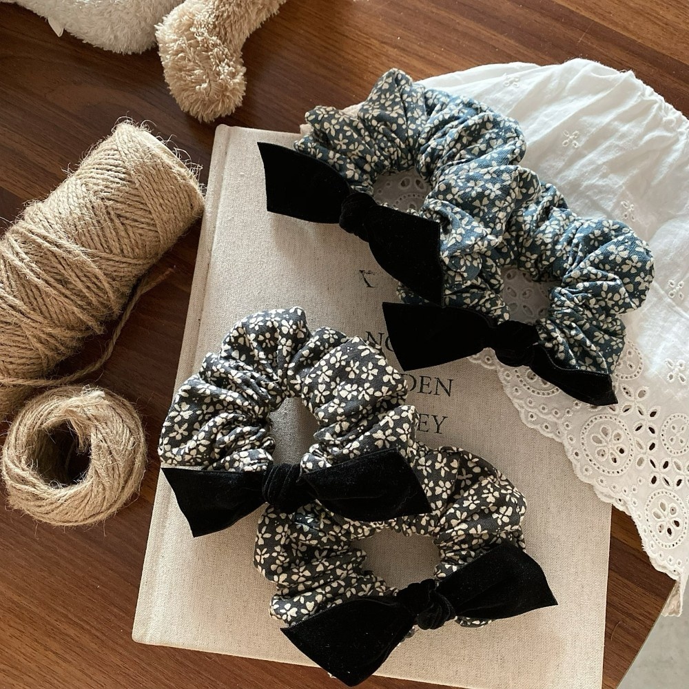 Women's Autumn Winter Fabric Bow Headband Ditsy Floral Pattern