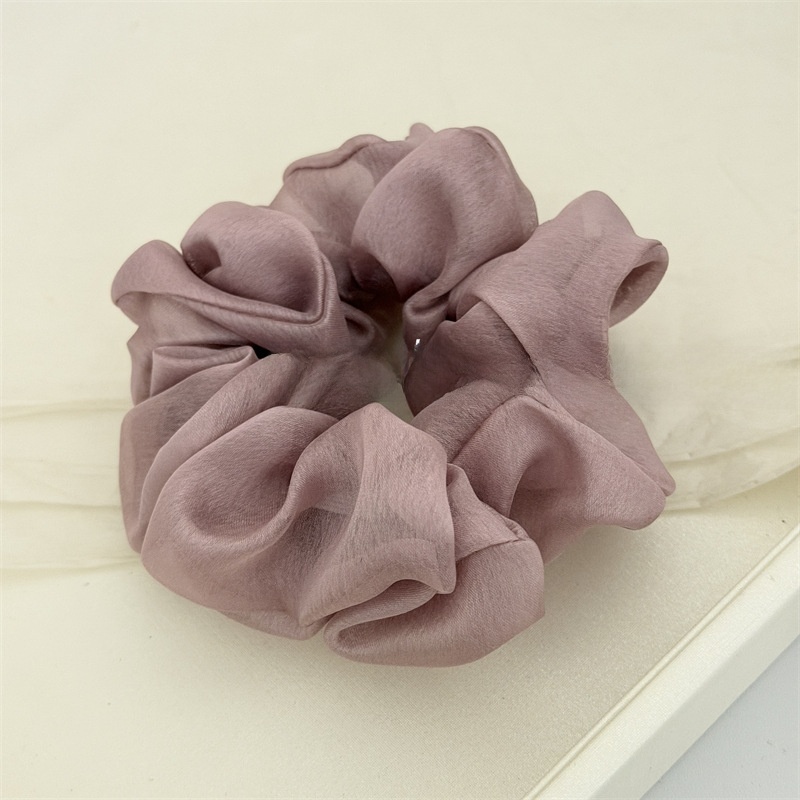 Women's Daily Simple Soft Tulle Hair Scrunchie Solid Color Beige