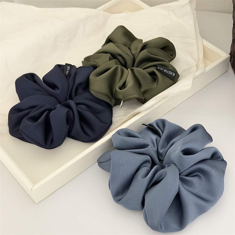 Women's Simple Satin Hair Tie For Spring Commute Solid Blue And Grey