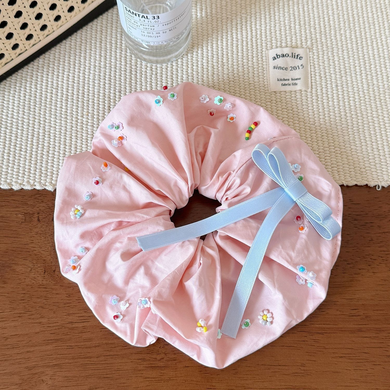 Women's Elastic Hair Tie Colorful Bean Beads Soft Forest Style Cloth Band