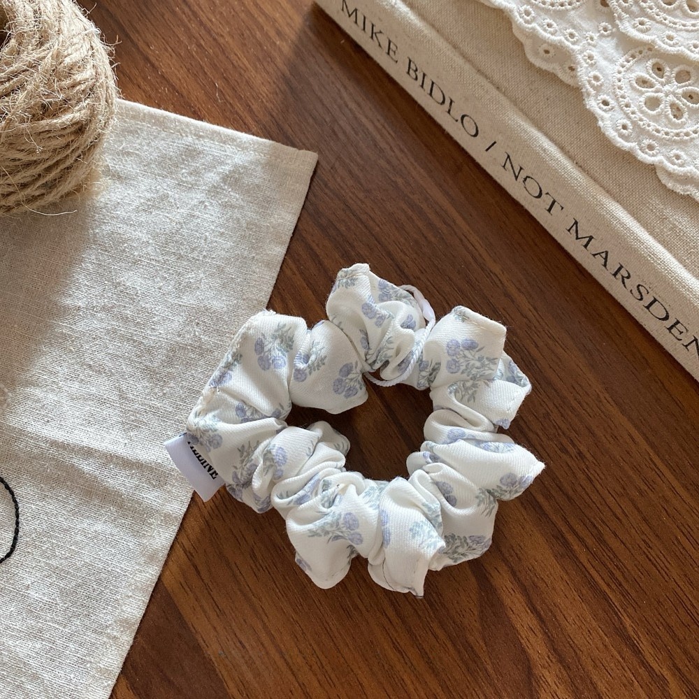 Women's Spring Summer Cloth Hair Rubber Band Scrunchie Blue Plaid