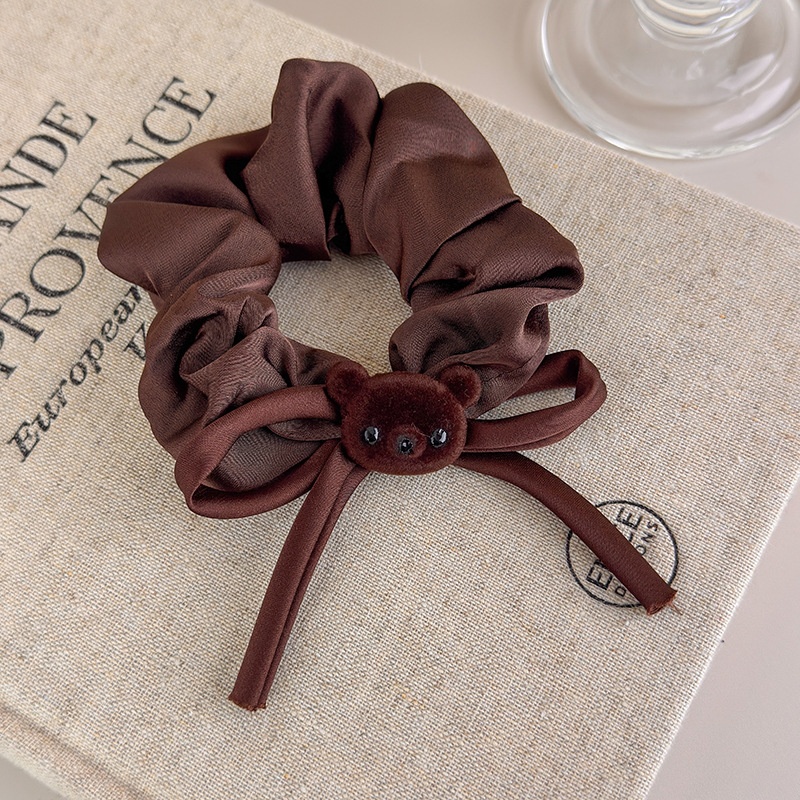 Women's Cute Bear Bow Cloth Scrunchie Autumn Hair Tie Accessory