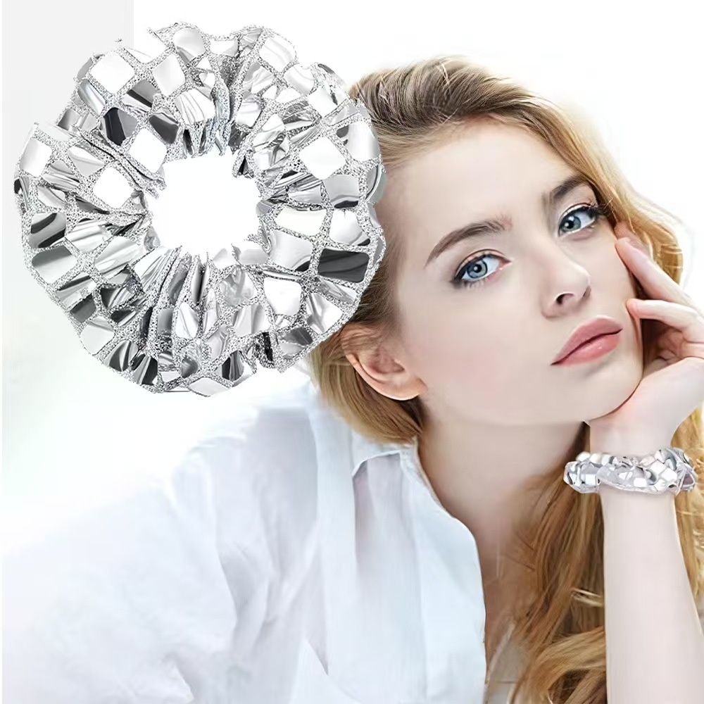 Women's High Elastic Square Sequin Hair Ties Trendy Cloth Ponytail Bands