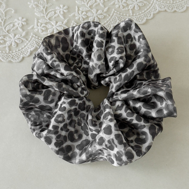 Women's Large Satin Leopard Headband High Elasticity French Style Hair Tie