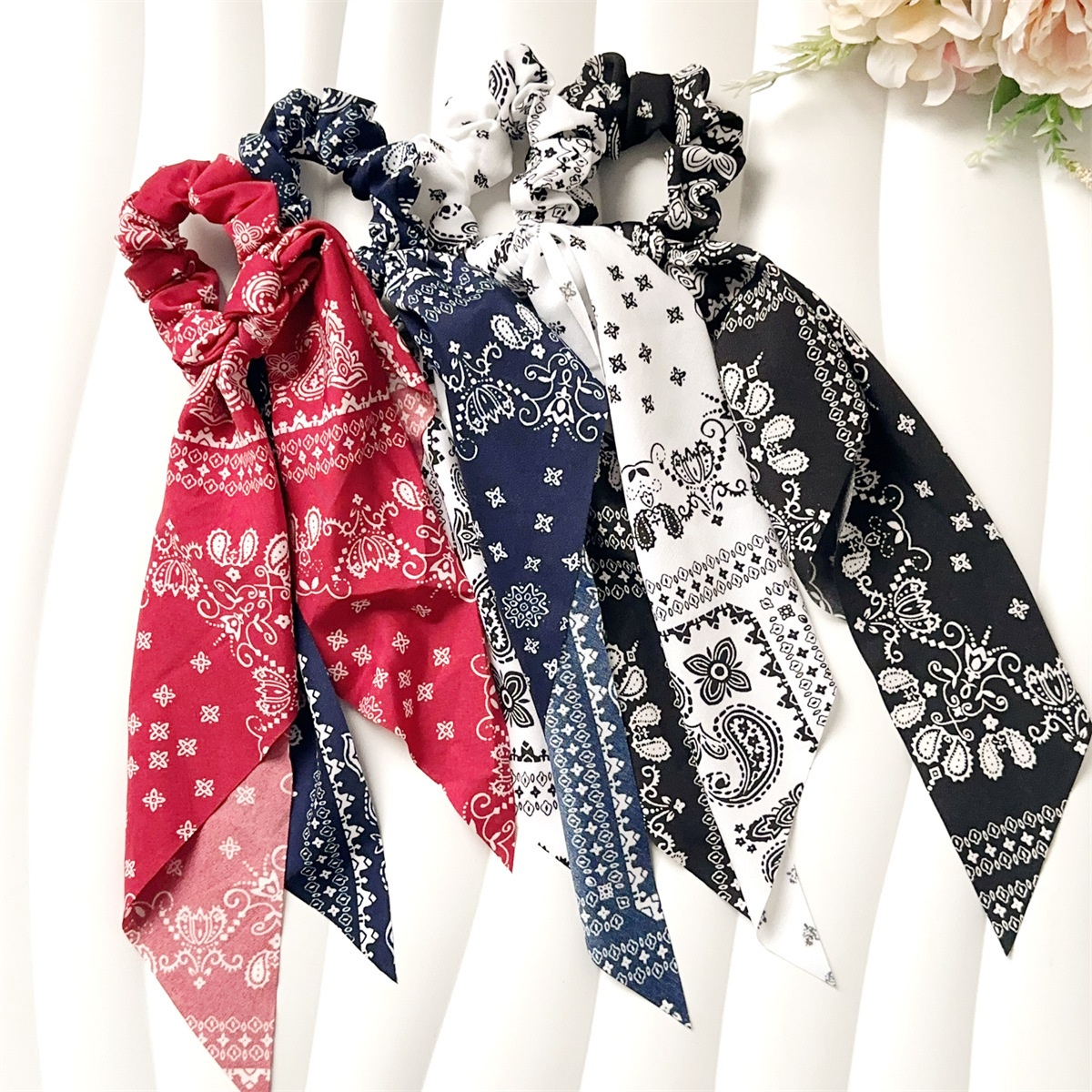 Women's Streetwear Fabric Bowknot Ponytail Holder Retro Paisley Print