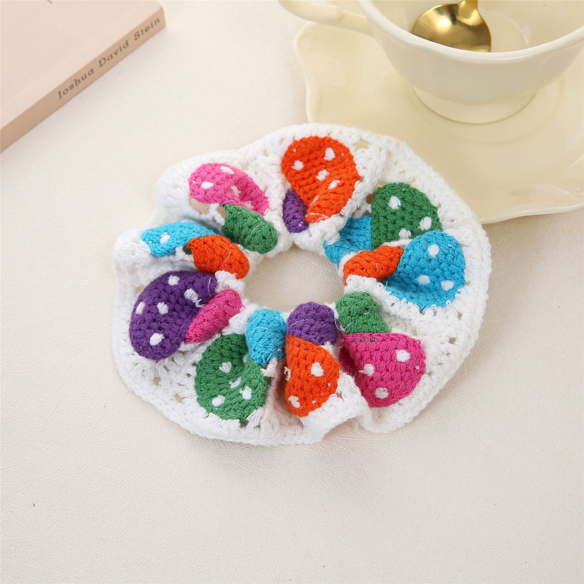 Women's Knitted Scrunchie Hair Tie Ponytail Holder Ditsy Floral Rose