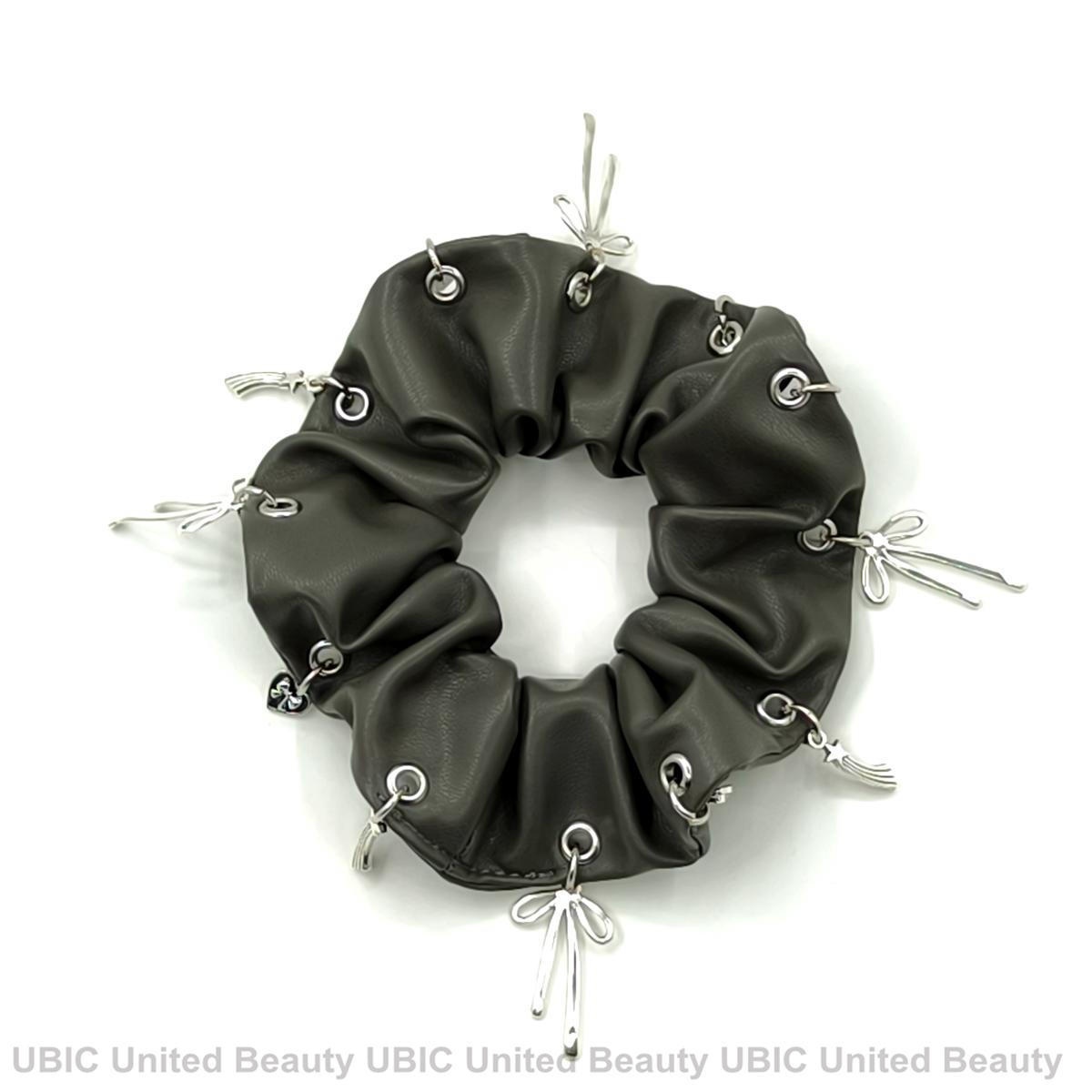 Women's Punk PU Leather Large Bow Elastic Hair Tie Metal Buckle Solid Color