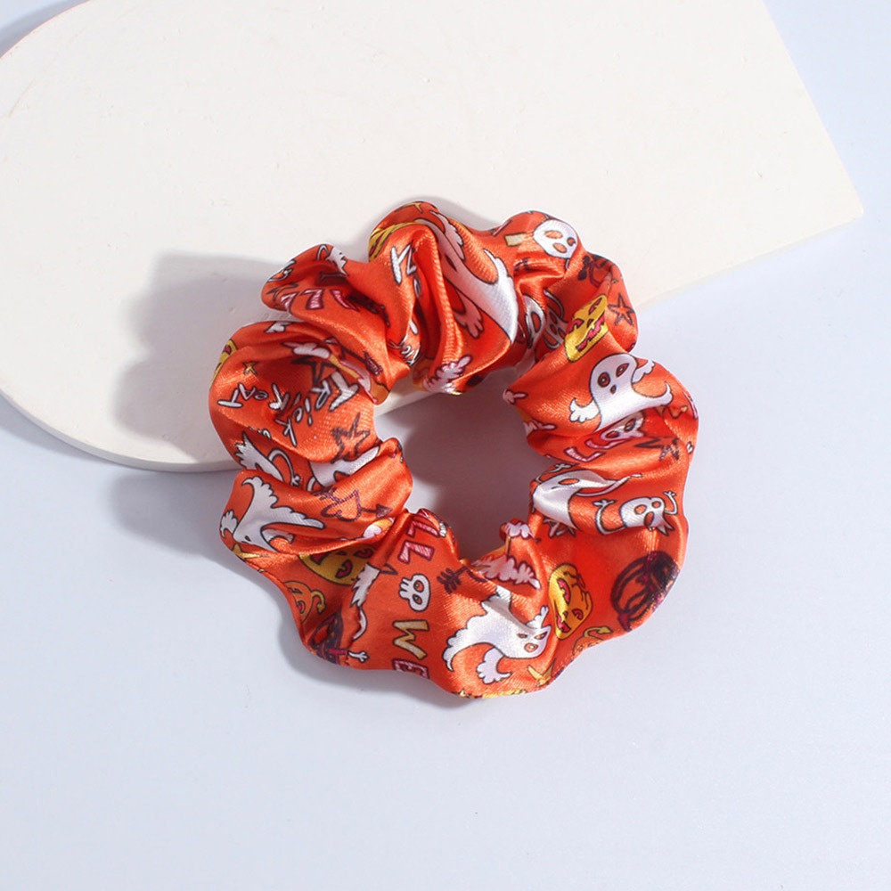 Women's High Elasticity Satin Scrunchies Digital Halloween Print