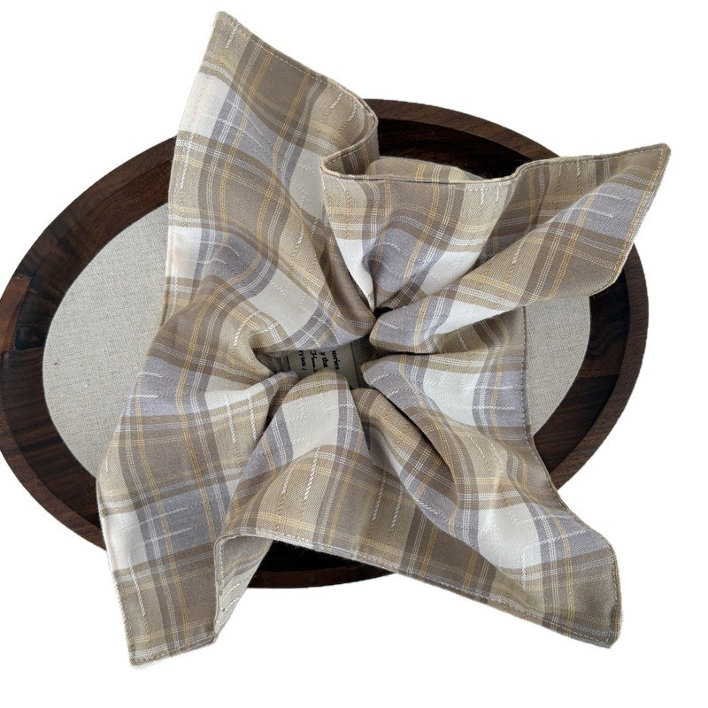 Women's Everyday Preppy Cloth Hair Scrunchie Blue Checkered Plaid