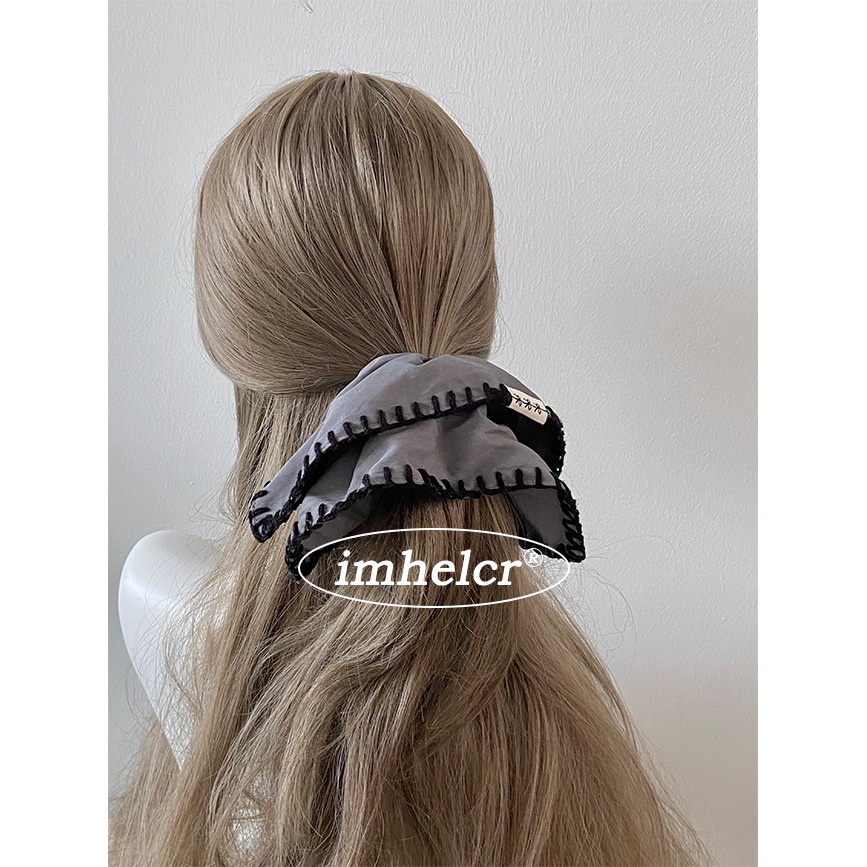 Women's Daily Retro Wool Yarn Floral Cloth Hair Tie Beige & Grey