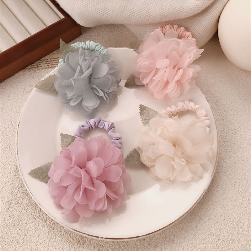 Women's Handmade Spring Ponytail Scrunchie Large Magnolia Flower