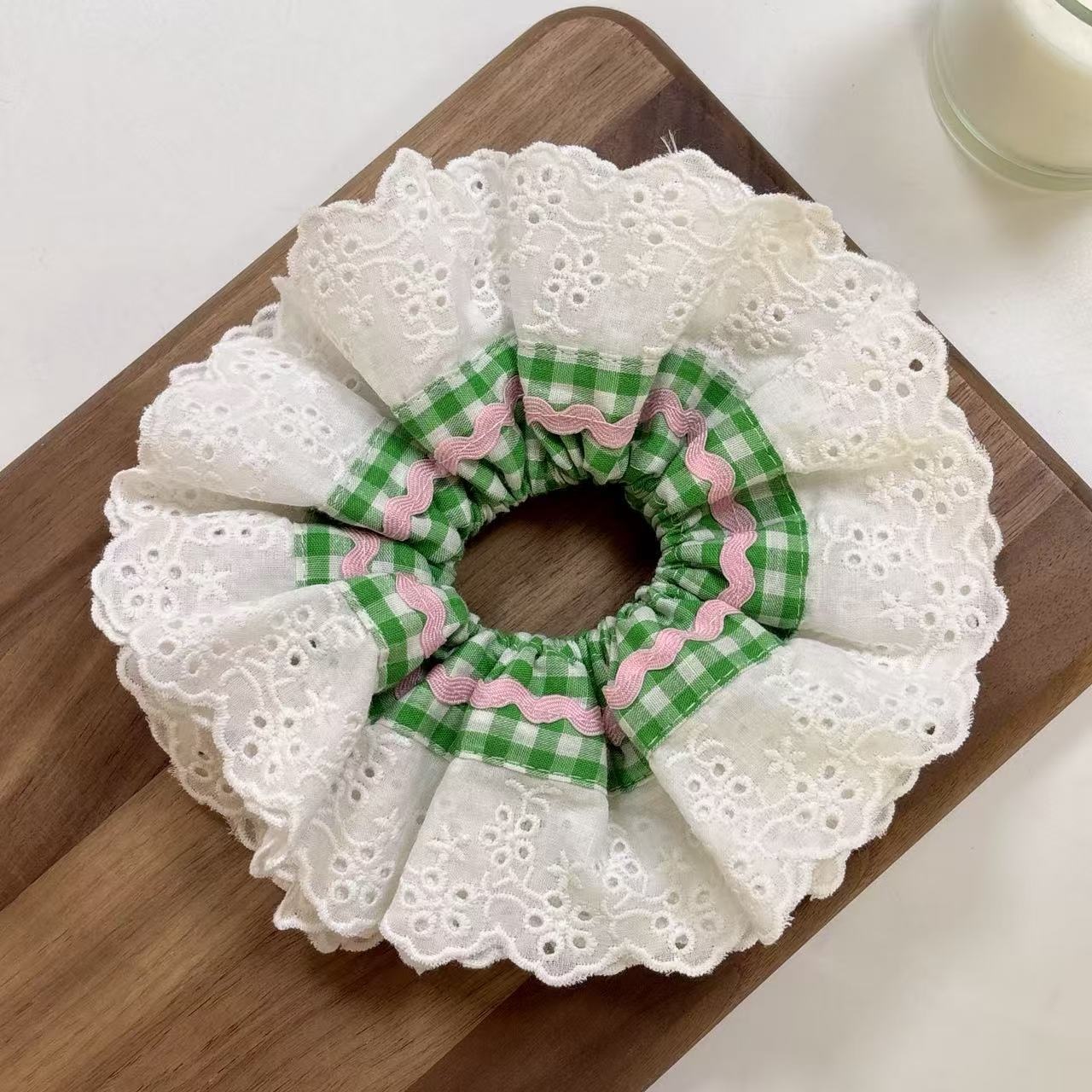 Women's French Romantic Cloth Hair Tie Four Layer Hollow Out Lace