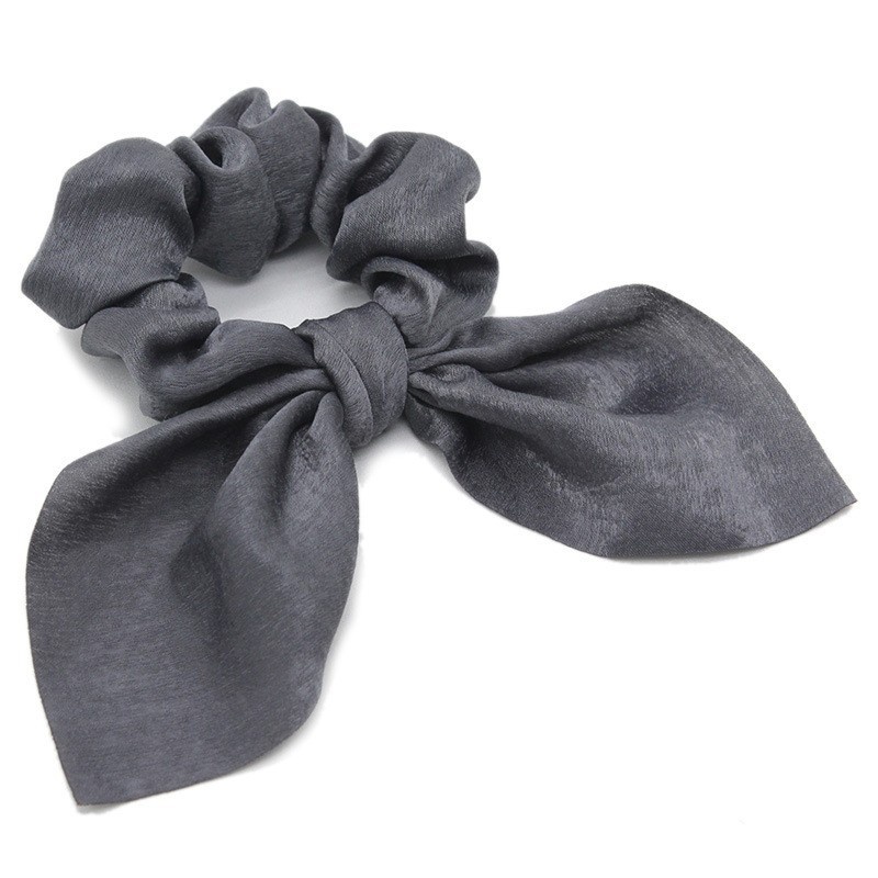 Women's Handmade Rabbit Ear Scrunchie Daily Hair Tie Solid Satin Bow