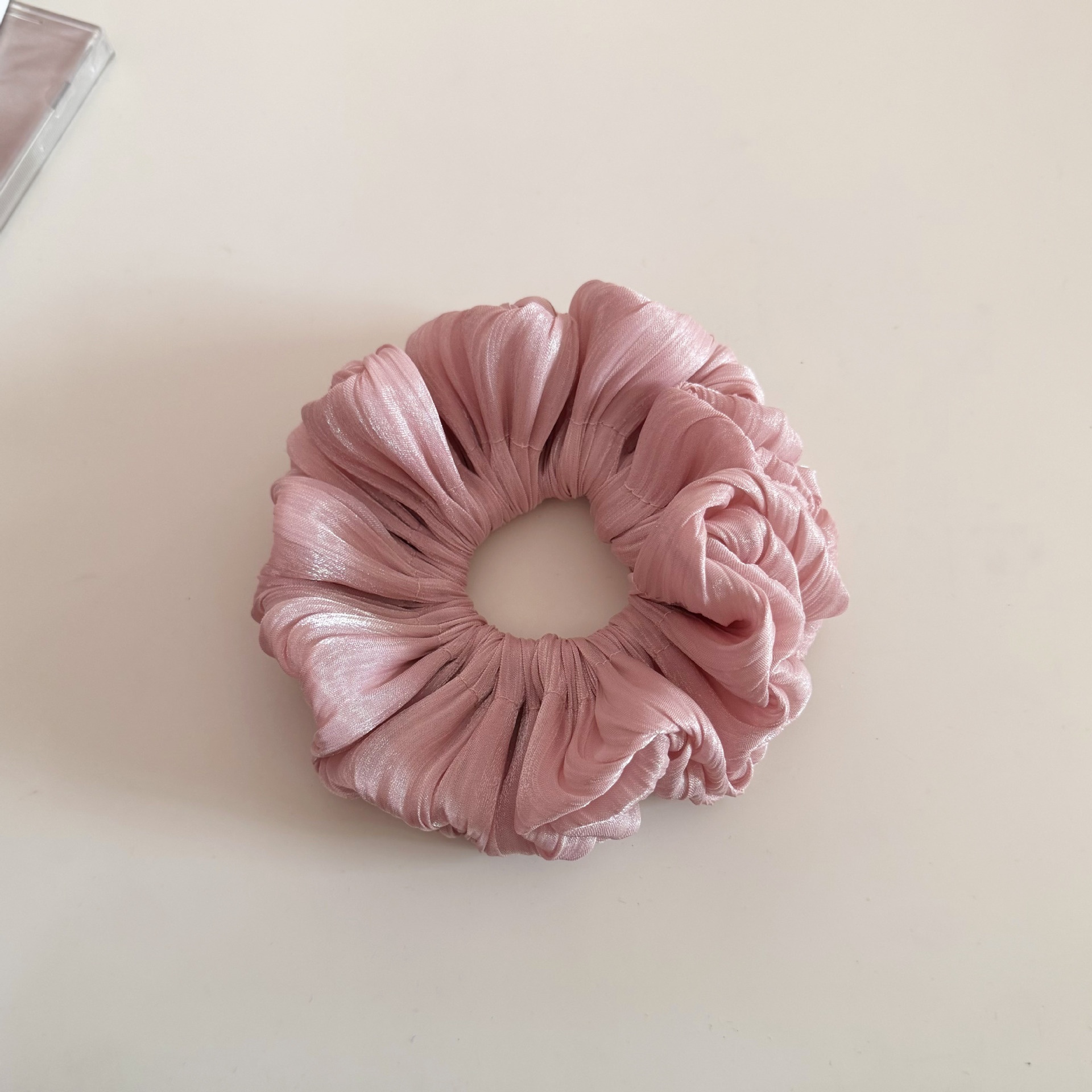Women's Spring French Style Organza Hair Tie Scrunchie Solid Red