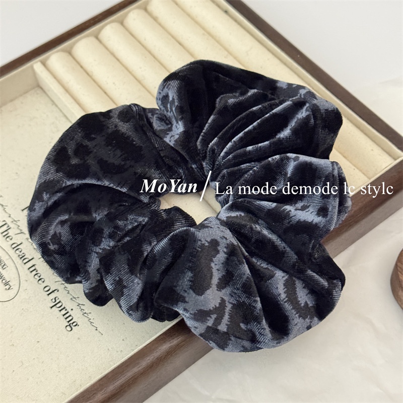 Women's Elegant Satin Low Ponytail Hair Ties Retro Leopard Print