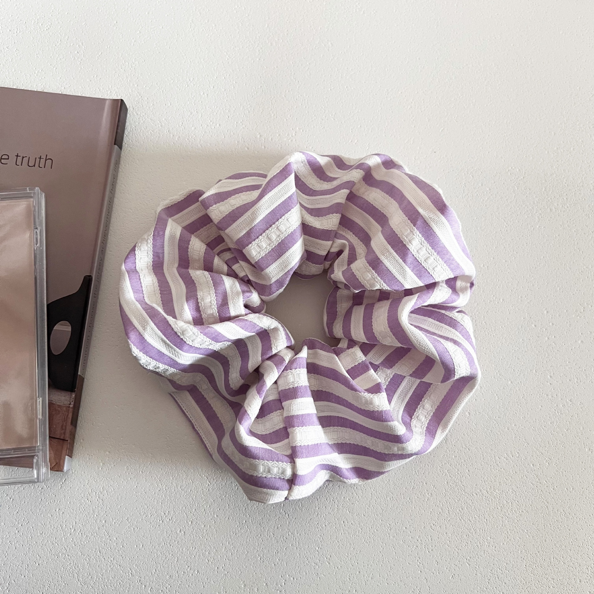 Women & Girls Daily Cloth Ball Hair Tie Ponytail Holder Colorful Striped