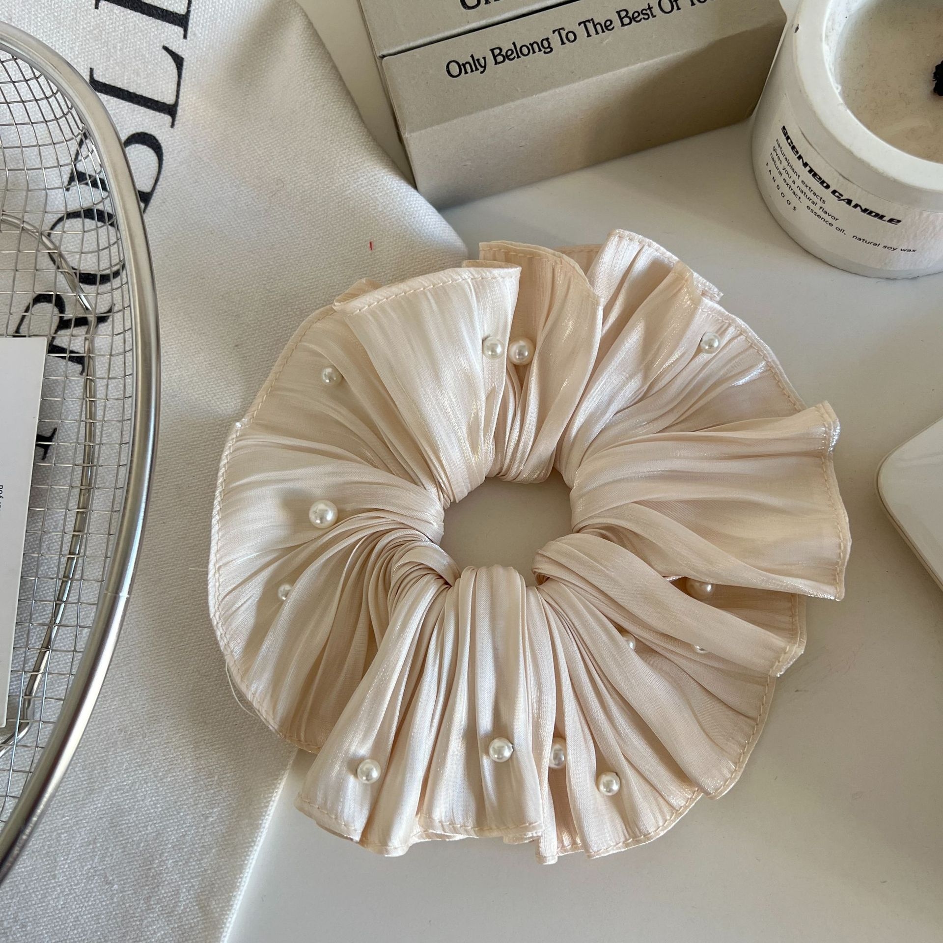 Women's Elegant Pearl Elastic Hair Ties Sweet Fairylike Solid Cloth Bands