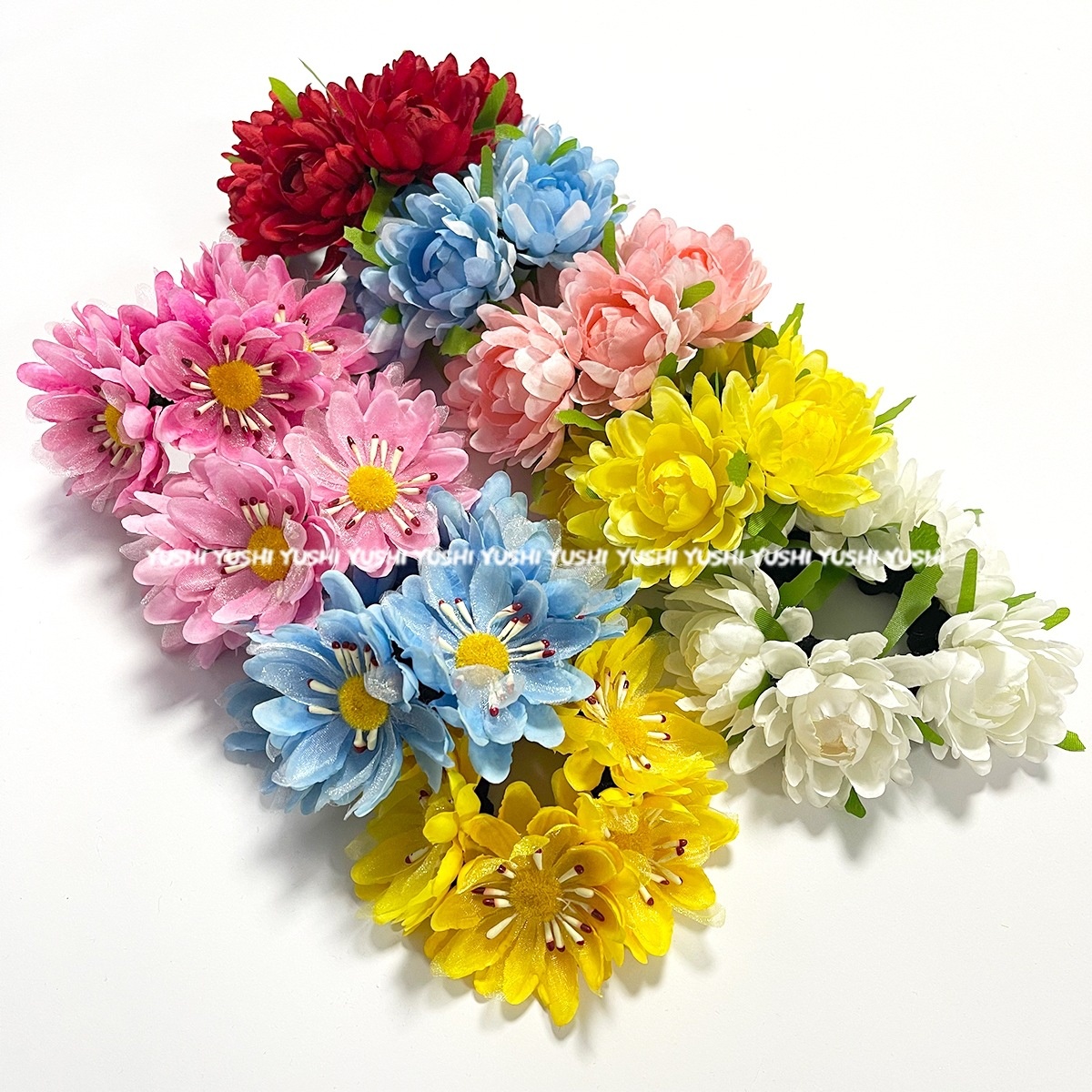 Women's Cloth Rose Hair Ties For Party Cute Colorful Floral Bubble Bands